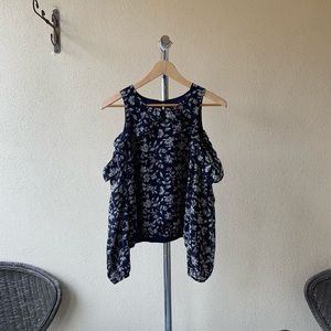 Revolve J.O.A. Los Angeles Navy Blue Blouse Sz L